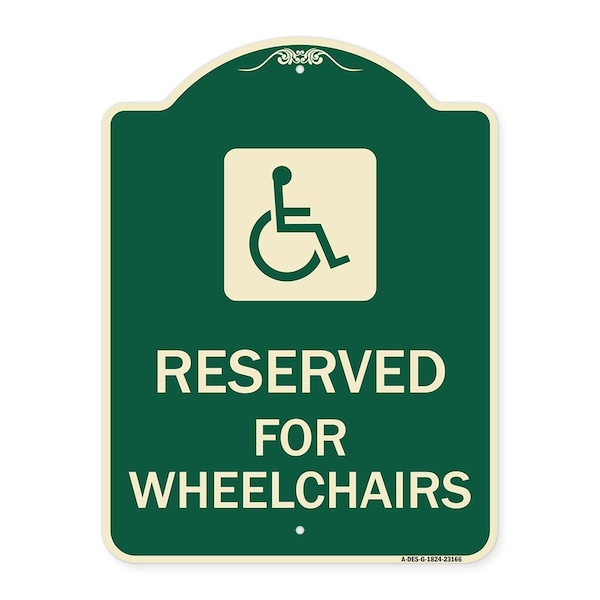 Reserved for Wheelchairs W/ Graphic Heavy-Gauge Aluminum Architectural Sign, 24" x 18", G-1824-23166